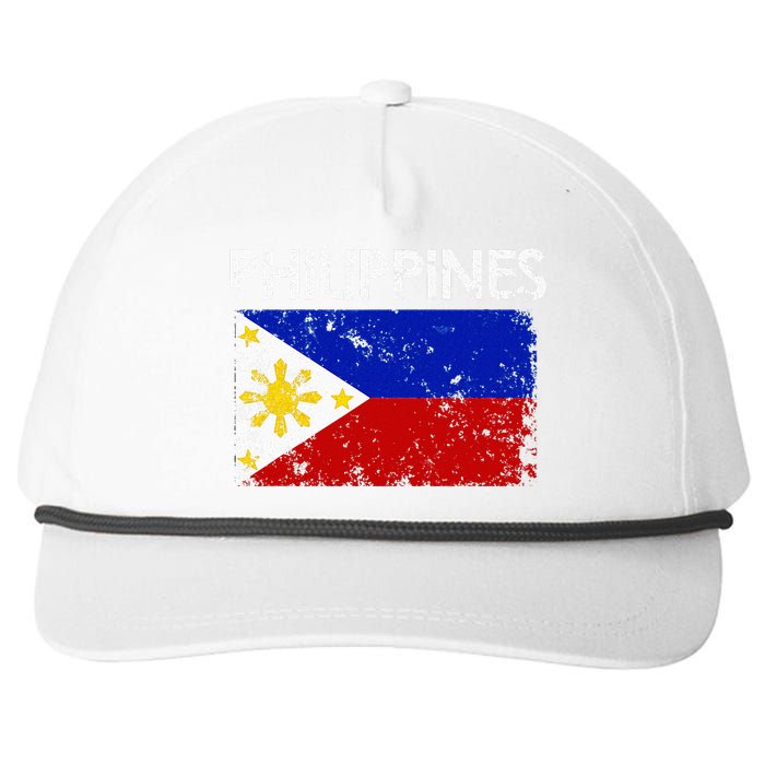 Vintage Philippines Filipino Flag Pride Gift Snapback Five-Panel Rope Hat