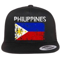 Vintage Philippines Filipino Flag Pride Gift Flat Bill Trucker Hat