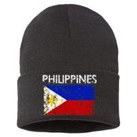 Vintage Philippines Filipino Flag Pride Gift Sustainable Knit Beanie