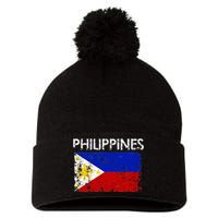 Vintage Philippines Filipino Flag Pride Gift Pom Pom 12in Knit Beanie