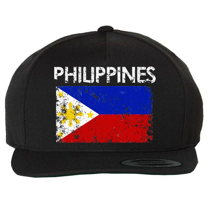 Vintage Philippines Filipino Flag Pride Gift Wool Snapback Cap