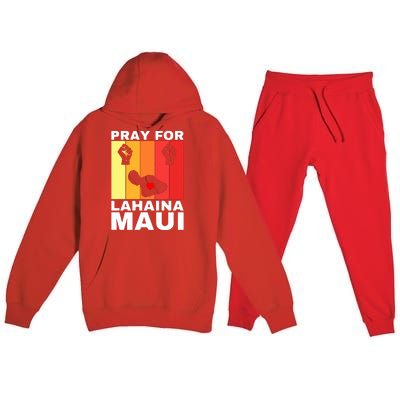 Vintage Pray For Lahaina Maui Gift Premium Hooded Sweatsuit Set