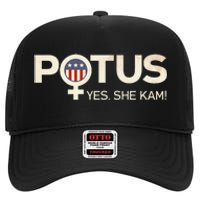 Vintage Potus Female Symbol Yes She Kam Harris For President Sweat High Crown Mesh Back Trucker Hat