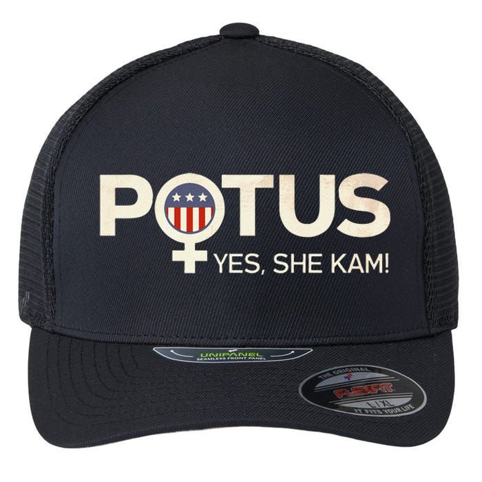 Vintage Potus Female Symbol Yes She Kam Harris For President Sweat Flexfit Unipanel Trucker Cap