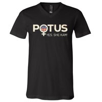 Vintage Potus Female Symbol Yes She Kam Harris For President Sweat V-Neck T-Shirt