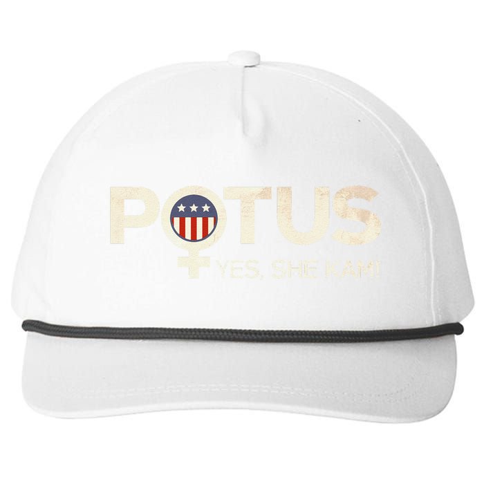 Vintage Potus Female Symbol Yes She Kam Harris For President Sweat Snapback Five-Panel Rope Hat