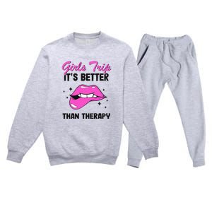 Vacation Party Funny Trip It's Better Than Therapy Premium Crewneck Sweatsuit Set