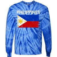 Vintage Philippines Filipino Flag Pride Gift Tie-Dye Long Sleeve Shirt