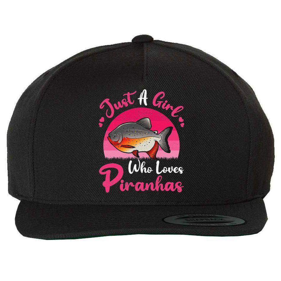 Vintage Piranha Fish Lover Just A Who Loves Piranhas Wool Snapback Cap