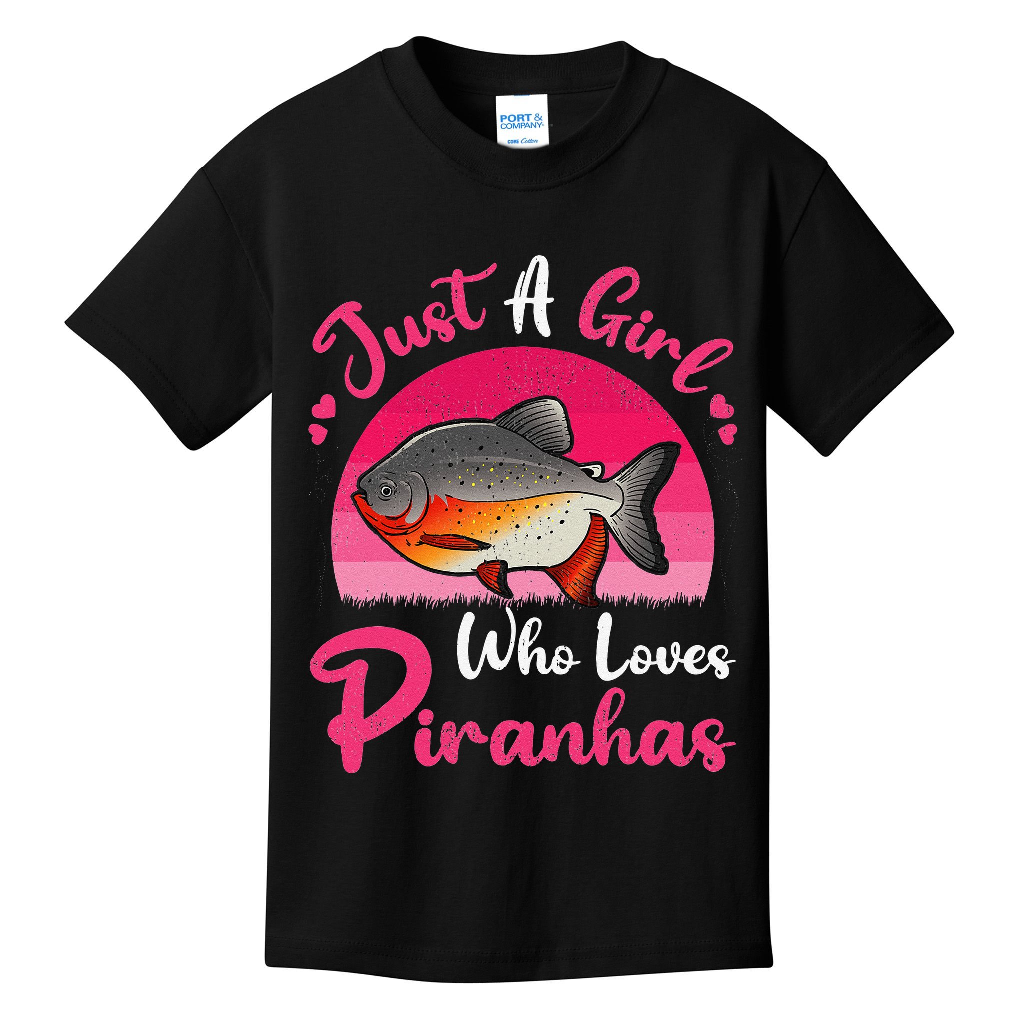 Vintage Piranha Fish Lover Just A Who Loves Piranhas Kids T-Shirt