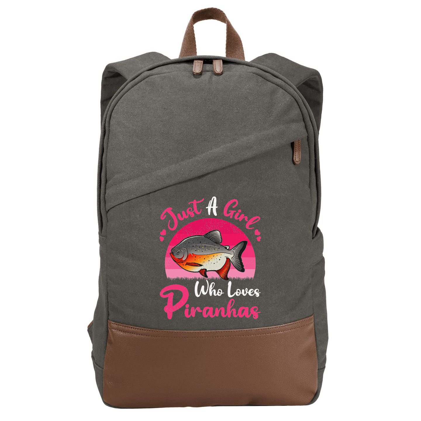 Vintage Piranha Fish Lover Just A Who Loves Piranhas Cotton Canvas Backpack