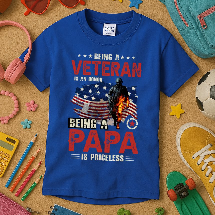Veteran Papa Great Gift Kids T-Shirt