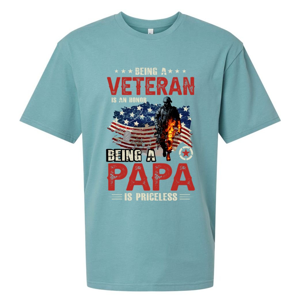 Veteran Papa Great Gift Sueded Cloud Jersey T-Shirt