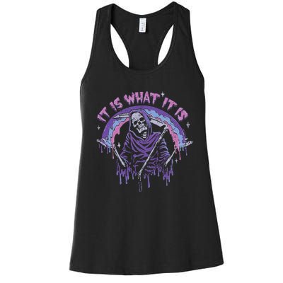 Vintage Pastel Goth Grim Reaper It Is What It Is Women's Racerback Tank