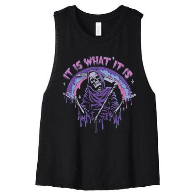 Vintage Pastel Goth Grim Reaper It Is What It Is Women's Racerback Cropped Tank