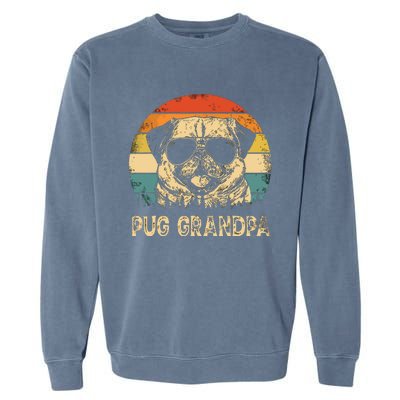 Vintage Pug Grandpa Dog Lovers Fathers Day Garment-Dyed Sweatshirt