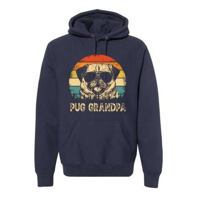 Vintage Pug Grandpa Dog Lovers Fathers Day Premium Hoodie