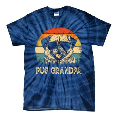 Vintage Pug Grandpa Dog Lovers Fathers Day Tie-Dye T-Shirt