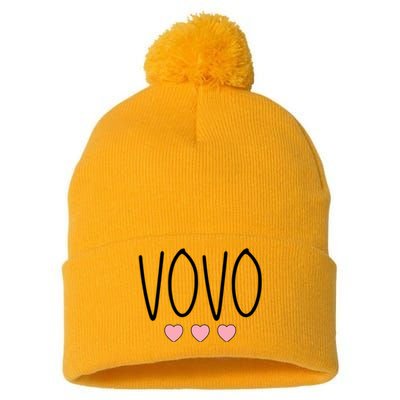 Vovo Portuguese Grandma Grandmother Hearts Minimalistic Vovo Gift Pom Pom 12in Knit Beanie