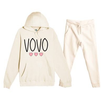 Vovo Portuguese Grandma Grandmother Hearts Minimalistic Vovo Gift Premium Hooded Sweatsuit Set