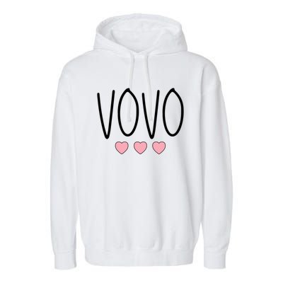 Vovo Portuguese Grandma Grandmother Hearts Minimalistic Vovo Gift Garment-Dyed Fleece Hoodie