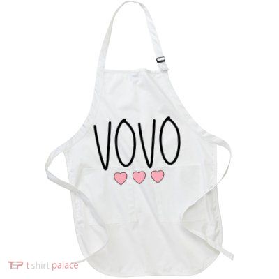 Vovo Portuguese Grandma Grandmother Hearts Minimalistic Vovo Gift Full-Length Apron With Pockets