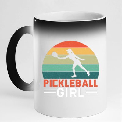 Vintage Pickleball Girl Paddle 11oz Black Color Changing Mug