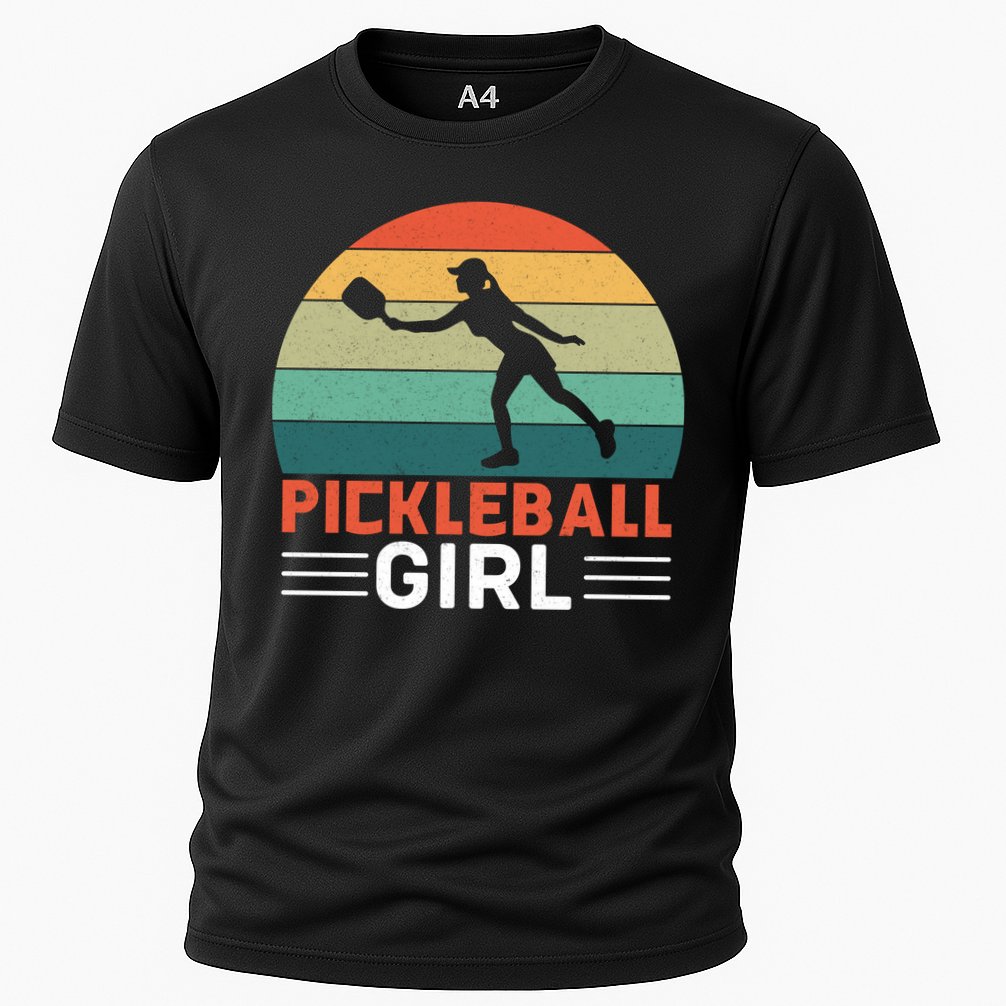 Vintage Pickleball Girl Paddle Cooling Performance Crew T-Shirt