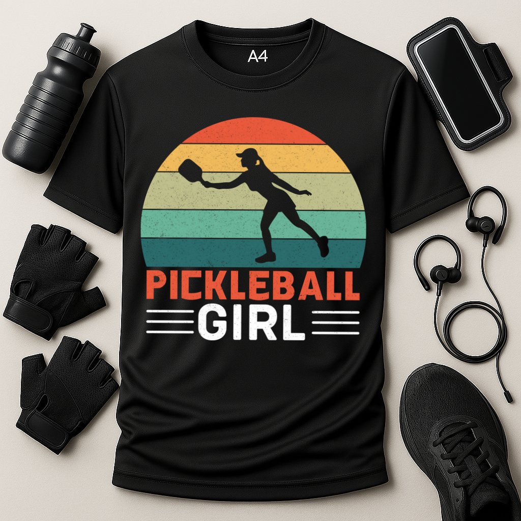 Vintage Pickleball Girl Paddle Cooling Performance Crew T-Shirt