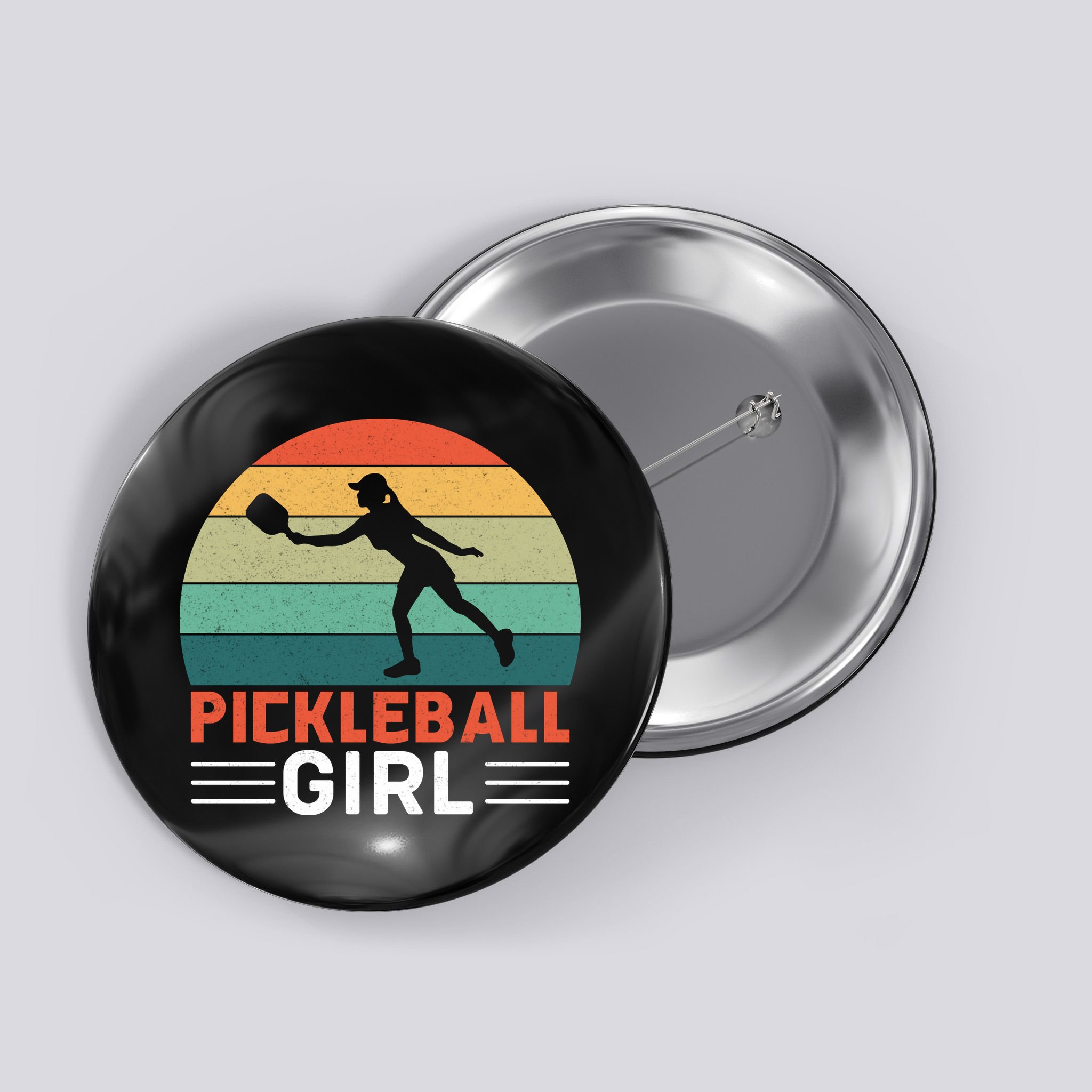 Vintage Pickleball Girl Paddle Button