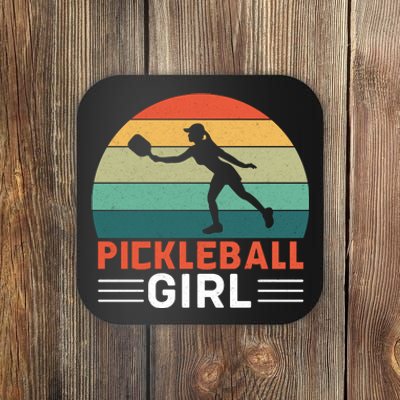 Vintage Pickleball Girl Paddle Coaster