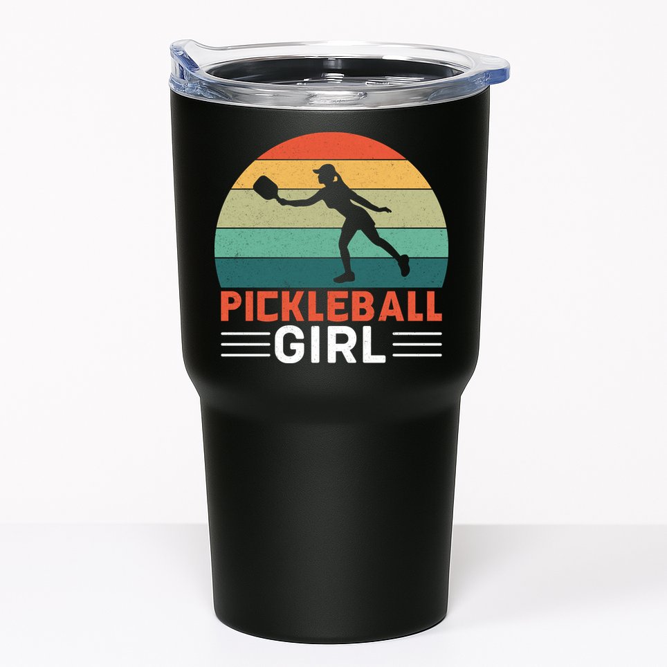 Vintage Pickleball Girl Paddle Tumbler
