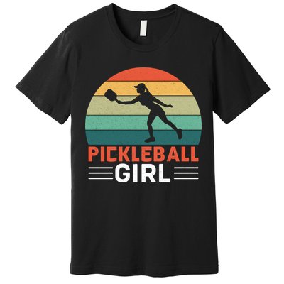 Vintage Pickleball Girl Paddle Premium T-Shirt