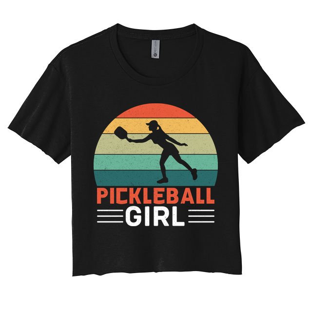 Vintage Pickleball Girl Paddle Crop Top