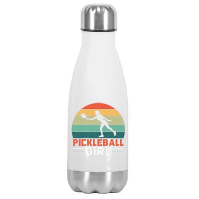 Vintage Pickleball Girl Paddle Stainless Steel Insulated Water Bottle