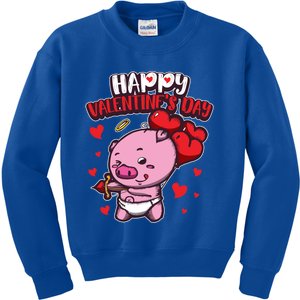 Valentine's Piglet Gift Sweet Cupid Animals Gift Pig Gift Kids Sweatshirt