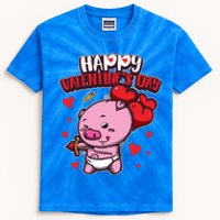 Valentine's Piglet Gift Sweet Cupid Animals Gift Pig Gift Kids Tie-Dye T-Shirt