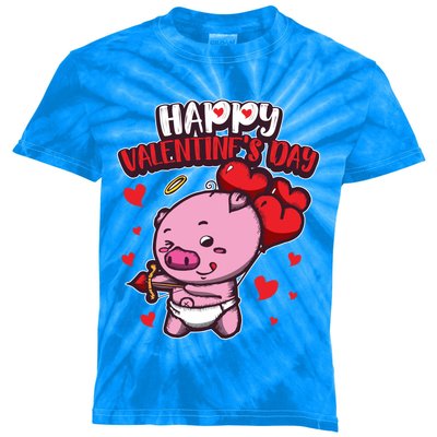 Valentine's Piglet Gift Sweet Cupid Animals Gift Pig Gift Kids Tie-Dye T-Shirt