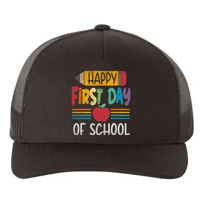 Vintage Pencil Happy First Day Of School Teacher Boy Girl Yupoong Adult 5-Panel Trucker Hat