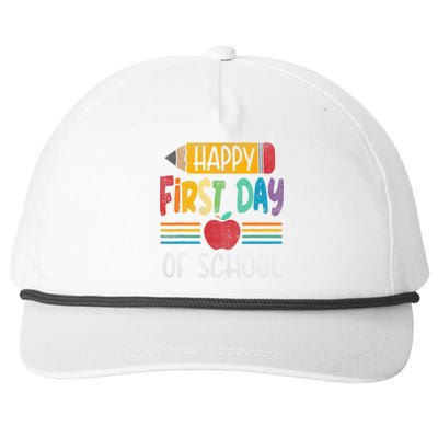 Vintage Pencil Happy First Day Of School Teacher Boy Girl Snapback Five-Panel Rope Hat