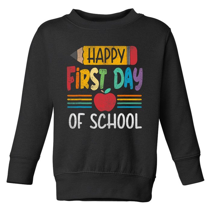 Vintage Pencil Happy First Day Of School Teacher Boy Girl Toddler Sweatshirt