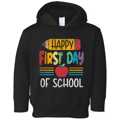 Vintage Pencil Happy First Day Of School Teacher Boy Girl Toddler Hoodie