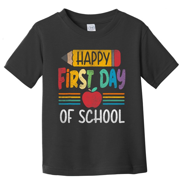 Vintage Pencil Happy First Day Of School Teacher Boy Girl Toddler T-Shirt