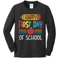 Vintage Pencil Happy First Day Of School Teacher Boy Girl Kids Long Sleeve Shirt