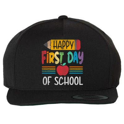 Vintage Pencil Happy First Day Of School Teacher Boy Girl Wool Snapback Cap