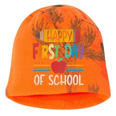 Vintage Pencil Happy First Day Of School Teacher Boy Girl Kati - Camo Knit Beanie