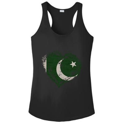 Vintage Pakistan Heart Shape Flag Stylish Design Meaningful Gift Ladies PosiCharge Competitor Racerback Tank