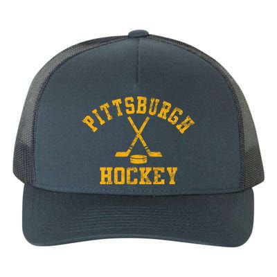 Vintage Pittsburgh Hockey Yupoong Adult 5-Panel Trucker Hat