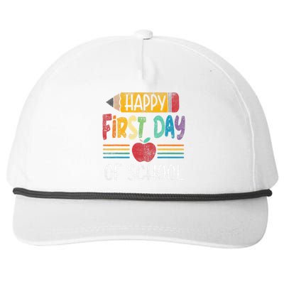 Vintage Pencil Happy First Day Of School Teacher Snapback Five-Panel Rope Hat