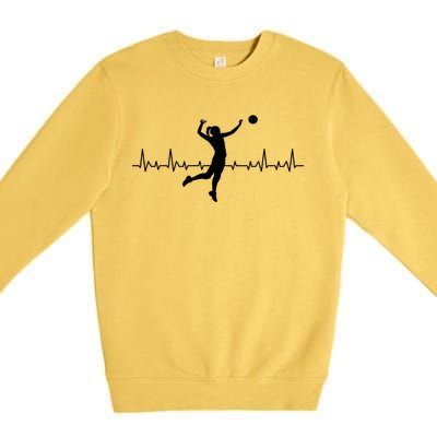 Volleyball Playing Heartbeat Volleyball Player Sport Lover Gift Premium Crewneck Sweatshirt